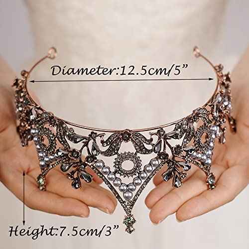 JWICOS Wedding Tiara for Bride Tiara Queen Crown for Women Crystal Pearl Tiara Hair Accessories for Pageant Birthday Prom