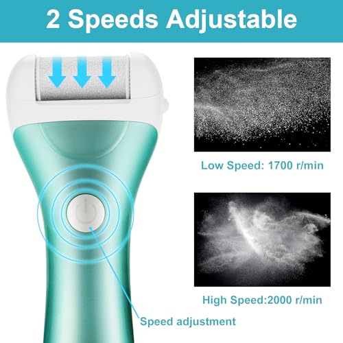 Callus Remover for Feet, Nicebirdie Electric Foot File Callus Removers Rechargeable Waterproof Pedicure Tools Foot Scrubber Shaver Feet Care Tool for Cracked Heels Dead Skin £¨Green£©