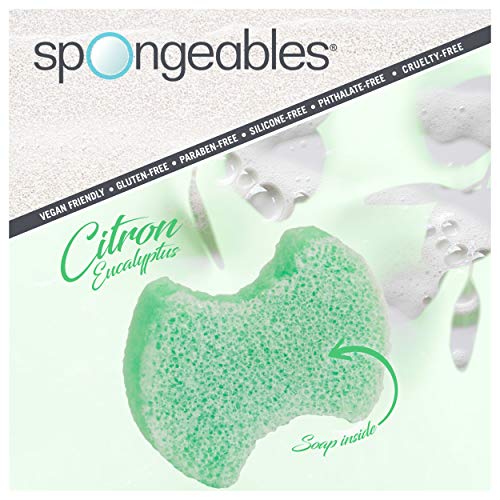 Spongables Pedi Scrub Foot Exfoliating 5+ Wash Sponge, Citron Eucalyptus, 6 Count