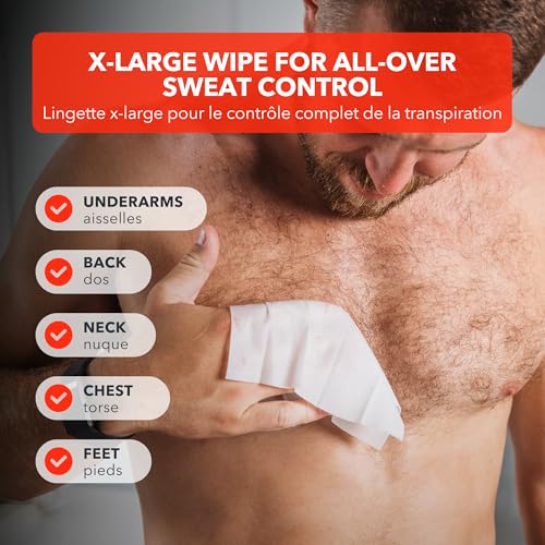 SweatBlock Clinical Strength XL Antiperspirant Body Wipes for Men & Women | Hyperhidrosis Sweat Protection for Hands Feet Underarms & Body | Unscented 10 Pack | Convenient Wipe Format for Targeted Use