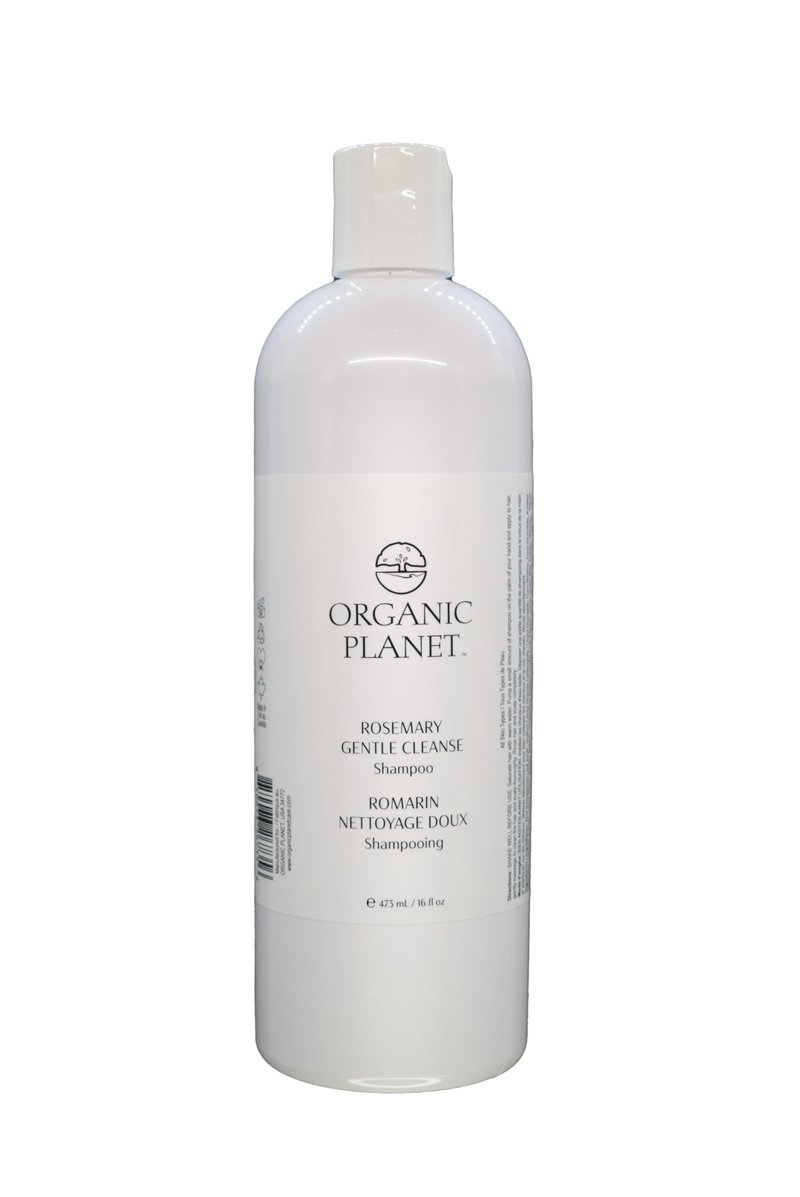 ORGANIC PLANET Rosemary Gentle Cleanse Shampoo - Stimulating Gel Formula with Organic Peppermint - Sulfate & Paraben Free Clarifying Wash - 16 fl oz