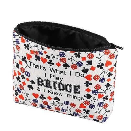 PXTIDY Lucky Bridge Casino Bag Gambler Bridge Players Gifts That What I Do I Play Bridge Gamble Travel Zipper Pouch Bridge Card Game Gift