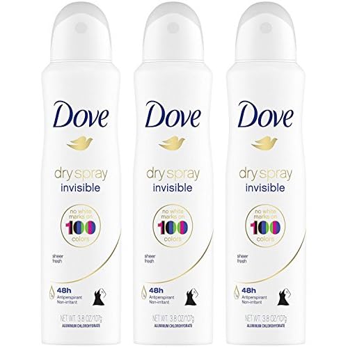 Dove Dry Spray Antiperspirant - Invisible - Sheer Fresh - Net Wt. 3.8 OZ (107 g) Per Can - Pack of 3 Cans