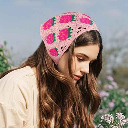 Crochet Hair Bandana,Triangle Head Scarf,Knitted Headband,Lace Bandana for Women,Crochet Bandana Kit