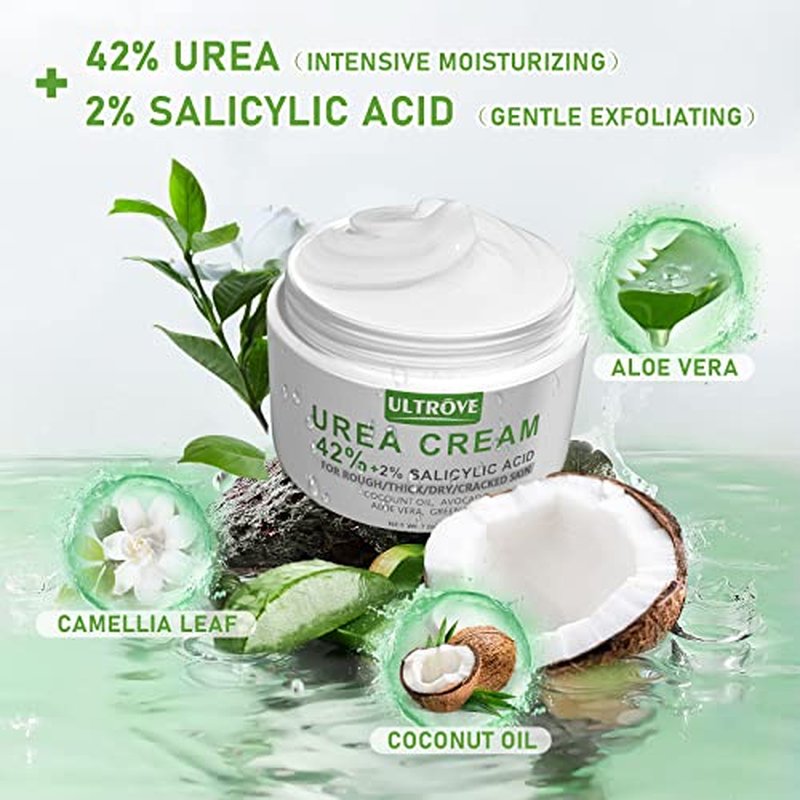 Urea Cream 42% with 2% Salicylic Acid, Callus and Dead Skin Remover, Deeply Moisturize, Repair Dry, Cracked, Rough Skin of Heel, Elbow and Knee, Effective Urea Foot Cream(7oz)