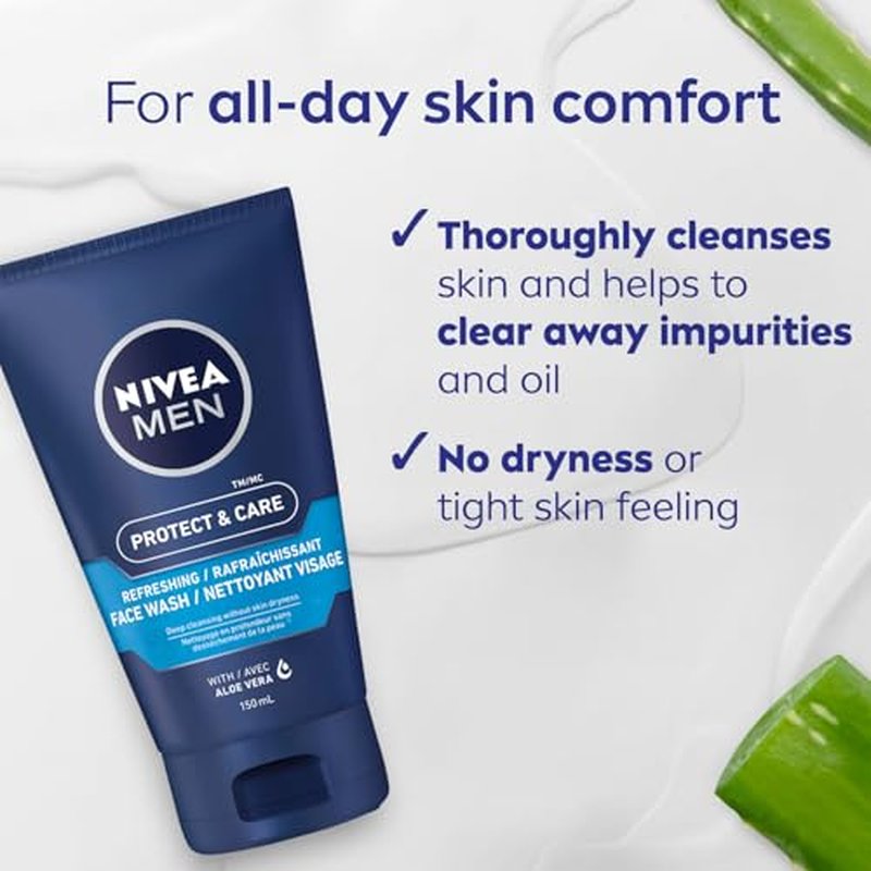 NIVEA MEN Maximum Hydration Moisturizing Face Wash with Aloe Vera, 5 Fl Oz Tube