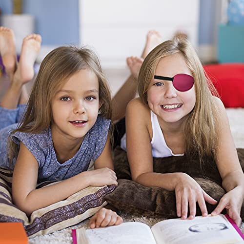 Geyoga 16 Pcs Medical Eye Patches Adjustable Colorful Halloween Pirate Costume Pink Soft Silk Amblyopia Left Right Single Lazy Eye Patches Mask Cover Black for Adults Women Kids Girls Men