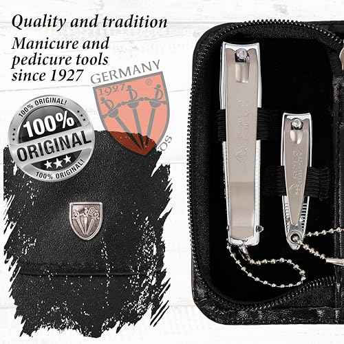 3 Swords Germany - brand quality 3 piece manicure pedicure grooming kit set for professional finger & toe nail care tool clipper fashion leather case in gift box, Made by 3 Swords (762)