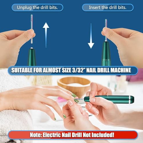 Depvko 21pcs Nail Drill Bits Sets, 3/32 Inch Cuticle Electric Nail File and Ceramic Acrylic Gel Nail Bit Kit, Acrylic Nail Art Tools, Carbide Remover Bits for Manicure Pedicure, Home Salon