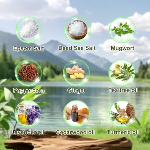 Epsom Salt Foot Soak, 10Pack Tea Tree Oil and Lavender Oil Epsom Salts for Soaking, Dead Sea Salt Spa Pedicure Care Softens Thick Calluses & Corns, Athletes Foot, with feet scrubber