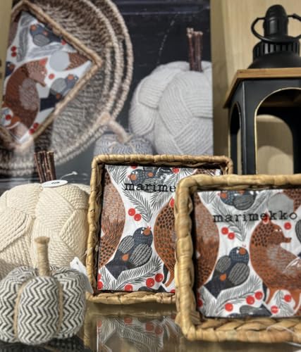 Boston International IHR Marimekko Lunch Paper Napkins, 6.5 x 6.5-Inches, Ketunmarja White