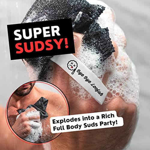 Extra Rough Exfoliating Washcloth - Extreme Body & Back Scrubber for Shower, Extra Long, Hygienic Exfoliator Wash Cloth, Men Or Women, 2 Count Pack, 1 Black & 1 Grey Color, Bye Bye Loofah