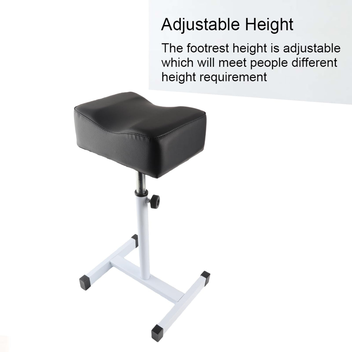 Adjustable Pedicure Footrest Stool, 15-22.4 Inch Height Black Metal