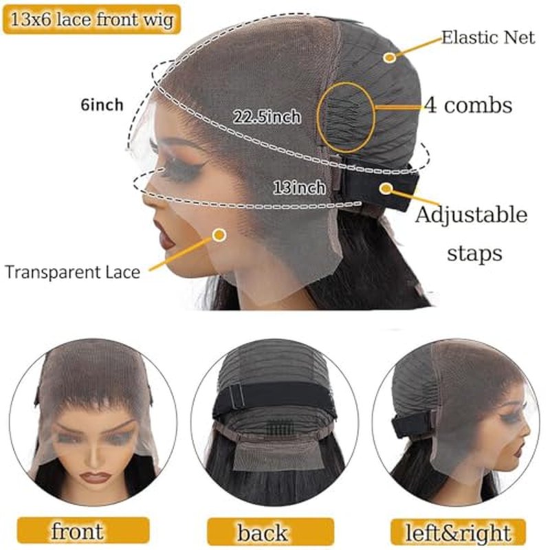 Straight Wigs Human Hair 13x6 Lace Front Wigs Human Hair Straight Lace Front Wigs 24 Inch Pre Plucked Transparent Lace Frontal Glueless Wigs for Women Hair Replacement Wigs