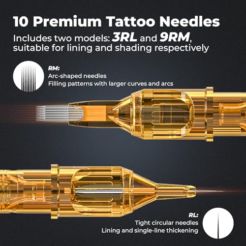 Wireless Tattoo Kit for Beginners - Tattoo Machine with 2pcs 1200 mAh Capacity Power Supply, Tattoo Pen Kit with 10Pcs Tattoo Cartridge Needles Transfer Papers and 3mm Tatoo Practice Skin