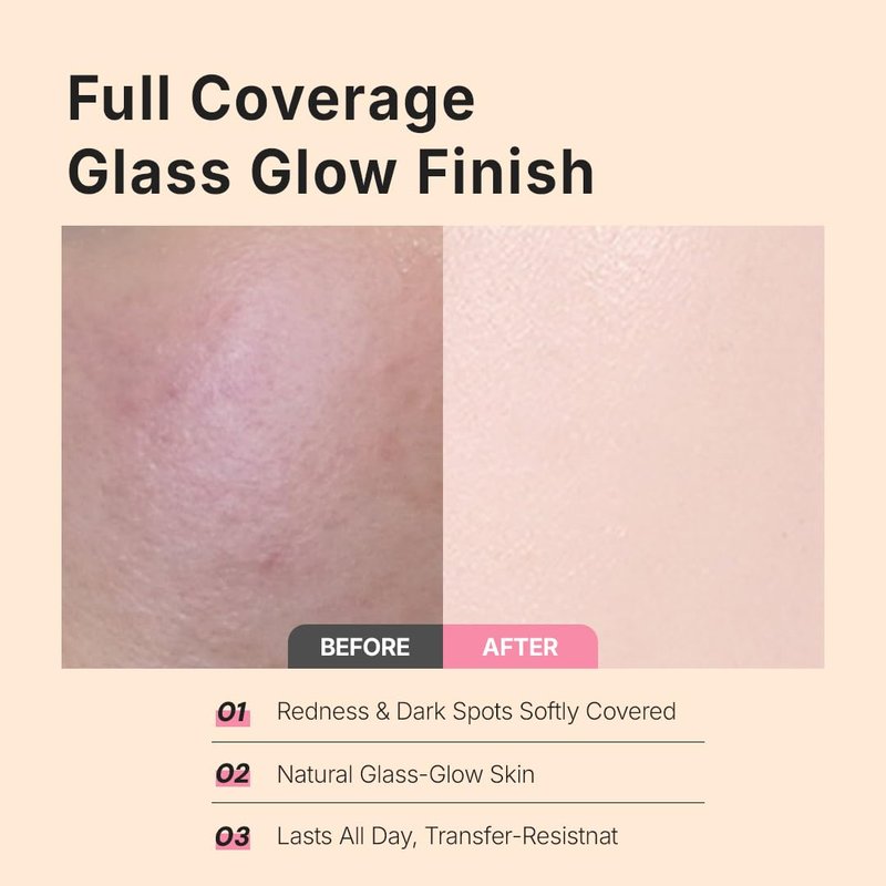 THE TOOL LAB Stamp Skinfit Cushion Foundation, Long Lasting Full Coverage Glass Glow Finish, Korean Foundation Makeup for All Skin Types (No.23 natural beige, Glow Type)