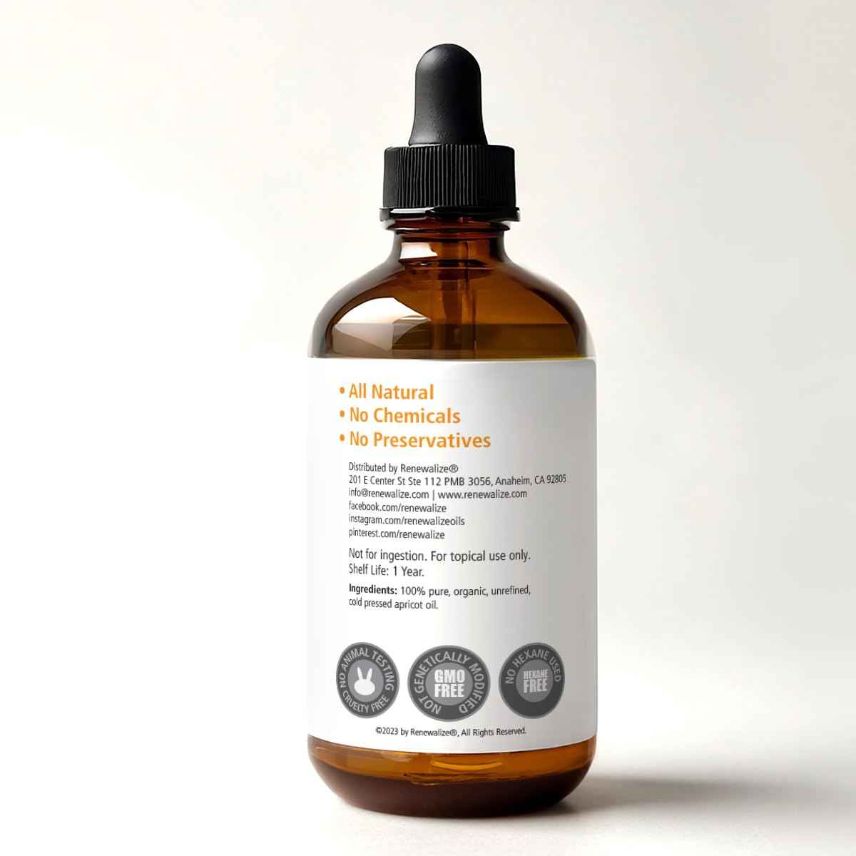 ORGANIC APRICOT KERNEL OIL MOISTURIZER - in Large 4 oz Dark Glass Bottle with Dropper | 100% Pure and Unrefined | Skin Massage Oil for Body Hands & Feet