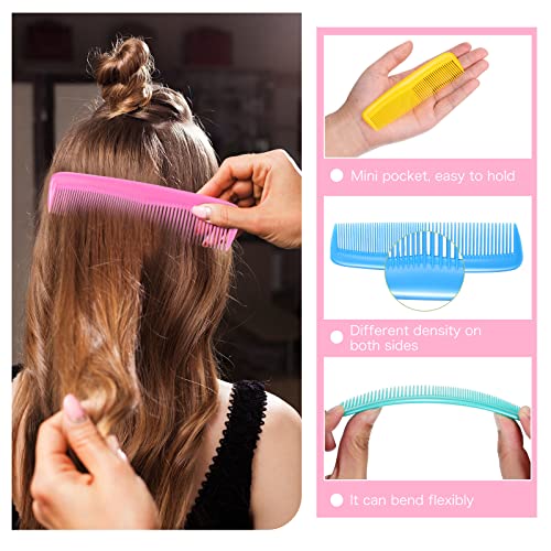 12 Pack Wet Small Hair Brush Combs Set, 6 Detangler Mini Brush Detangling Travel Hair Brush 6 Plastic Fine Wide Combs for Women Men Kids Toddler Girls Baby(Stylish Colors)