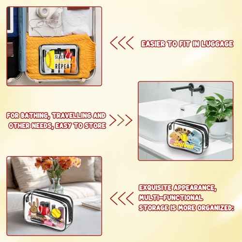 12 Pcs Softball Clear Cosmetic Bags For Women 7.1 x 4.7 x 2.4'', Baseball Lover Makeup Bags, Softball Cosmetic Bag, Birthday Christmas Graduation Gifts For Baseball Players, Travel Toiletry Pouch