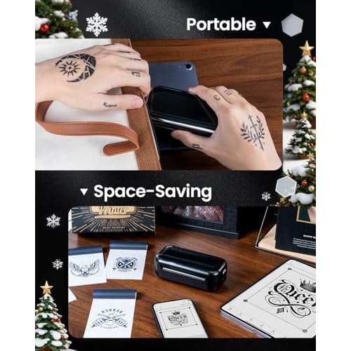 Memoqueen Tattoo Stencil Printers for Tattooing, TP31 Mini Tattoo Stencil Printer Machine for Gift to Enthusias, Beginners, Artists, with 30pcs Tattoo Transfer Paper, Compatible with iOS & Android