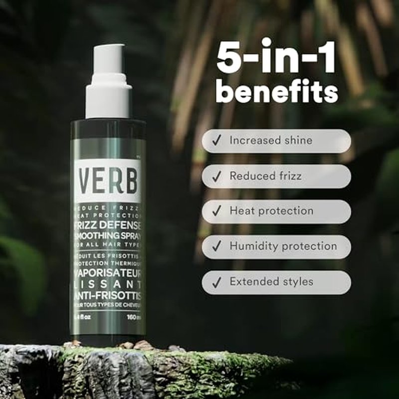 VERB Frizz Defense Smoothing Spray ? Anti-Frizz Shield + Heat Protection for Sleek Blowouts ? No Parabens, Gluten, or Harmful Sulfates ? All Hair Types