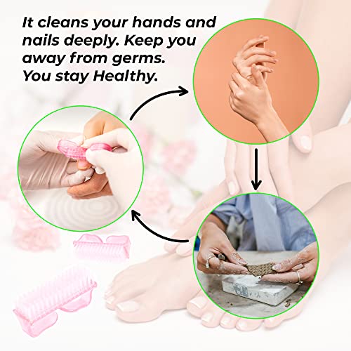 4 Pcs Nail Brush for daily Use - 4 Different Kinds of Fingernail brush with Plastic Handle Nail brush for cleaning Fingernails - Easy to use Nail Scrub brush - Nail Cleaner Nail brushes for Hands Feet