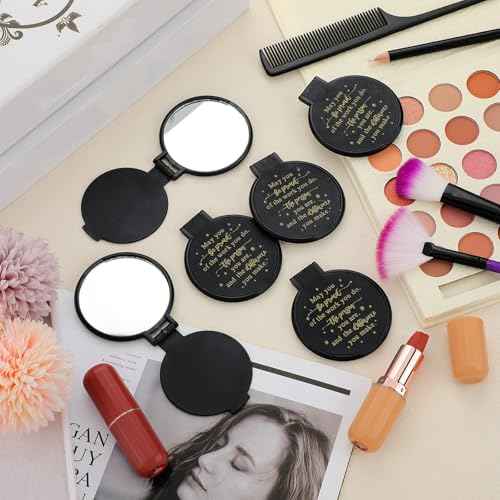 Huwena 100 Pcs Black Compact Mirrors Bulk Gift for Women, Employee Appreciation Gifts for Coworker Staff, Be Proud of The Work You Do, Goodie Bag Stuffers for Christmas, Team Building