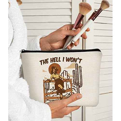 Cowgirl Western Makeup Bag£¬Cowgirl Gifts£¬Cowgirl Gifts for Women£¬Western Gifts£¬Cowgirl Stuff£¬Western Gifts for Women£¬Retro The Hell I Won't Cowgirl Makeup Bag