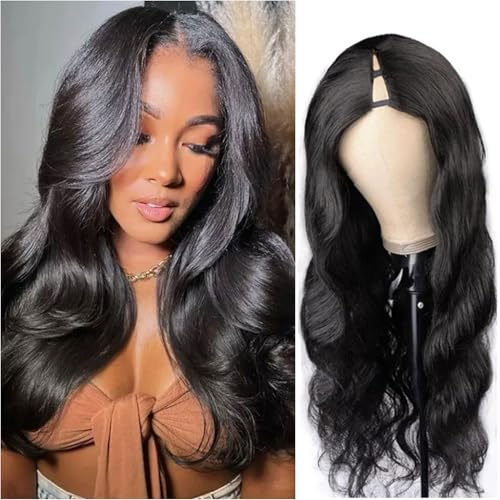 V Part Wig Human Hair Body Wave Glueless No Leave Out Upgrade 16 Inch U Part Wigs Human Hair Clip In Half Wigs 100% Real Human Hair Elastic Drawstring For Women 180% Density Nutural