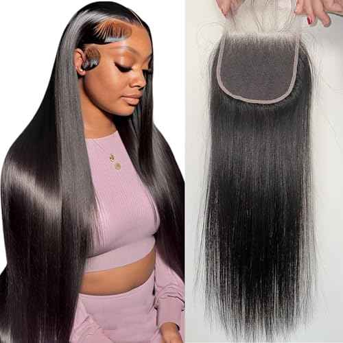 Hd closure 4x4 Straight Closure 22 Inch 4x4 Transparent Lace Closure Virgin Remy Human Hair Frontal Closure Pre Plucked With Baby Hair Natural Black Color