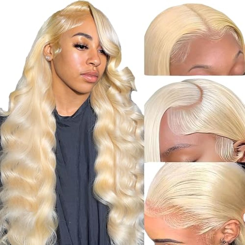 613 Lace Front Wig Human Hair 22inch 13x4 Blonde Wig Human Hair 100% Blonde Lace Front Wigs Human Hair 180% Density Premium 613 HD Lace Frontal Wig Pre Plucked