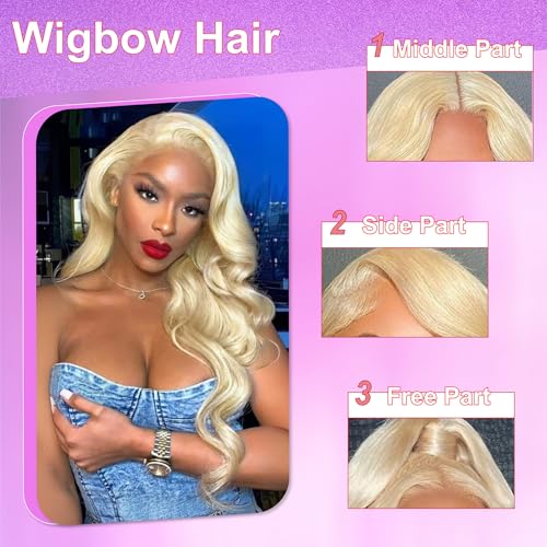 613 Blonde 28 Inch 13X6 HD Lace Front Wigs Human Hair Body Wave 613 Wig Loose Body Wave 13X6 Transparent Lace Frontal Wigs 100% Human Hair Pre Plucked with Baby Hair Daily Wear Wig for Woman