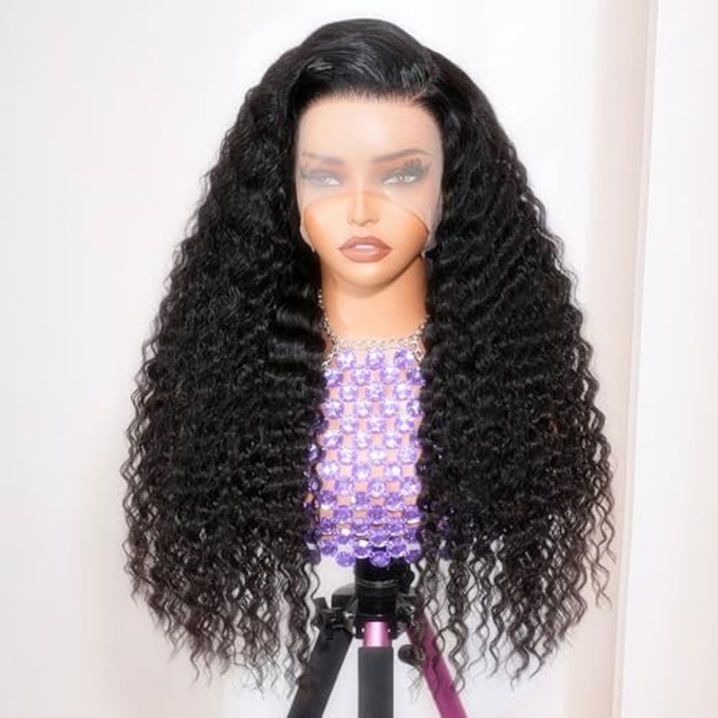 13x6 Deep Wave Lace Front Wigs Human Hair 250 Density 18 Inch, Tangle Free, Shedding Free, Pre Plucked With Invisible Hairline, Full Volume Suitable For Daily Wear
