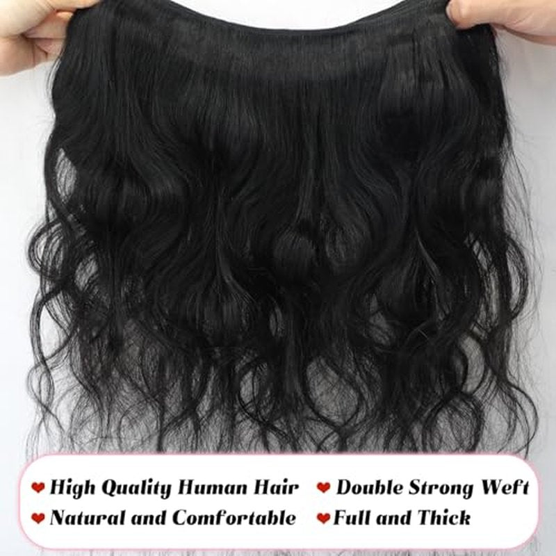 12A Body Wave Human Hair Bundles 14 16 18 Inch Quick 100% Unprocessed Brazilian Virgin Weave 3 Bundles Wavy Human Hair Extensions for Women