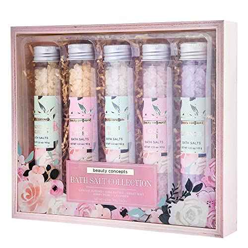B.C. Beauty Concepts Aromatherapy Bath Salts- Epsom Salts for Soaking, Relaxing Bath Spa Set, Scented in Vanilla Almond, Shea Butter, Sweet Mint, Honey Rose, and Lavender, Sage Floral
