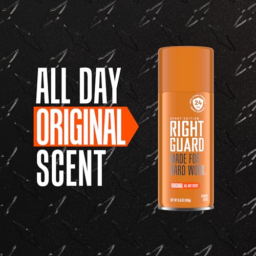 Right Guard Sport Original Scent Deodorant Spray - Aluminum Free Protection Spray Deodorant For Men, Blocks Sweat, 24-Hour Odor Protection, Anti-Stain, & Long-Lasting, 8.5 oz (2 Pack)