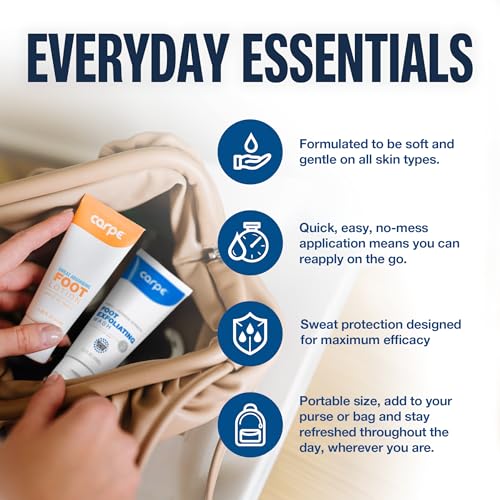 Carpe Sweat Absorbing Foot Lotion & Foot Exfoliating Scrub Regimen - A Total Solution for Sweaty Smelly Feet
