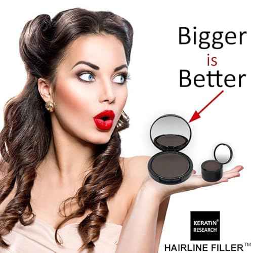 KERATIN RESEARCH Hairline Filler Unisex Mineral Powder Root Touch-Up Hair loss Concealer Scalp & Beard Bald Patch Coverage Fibers for Thinning Hair Waterproof Organic Natural look (DARK ASH BROWN, XL)