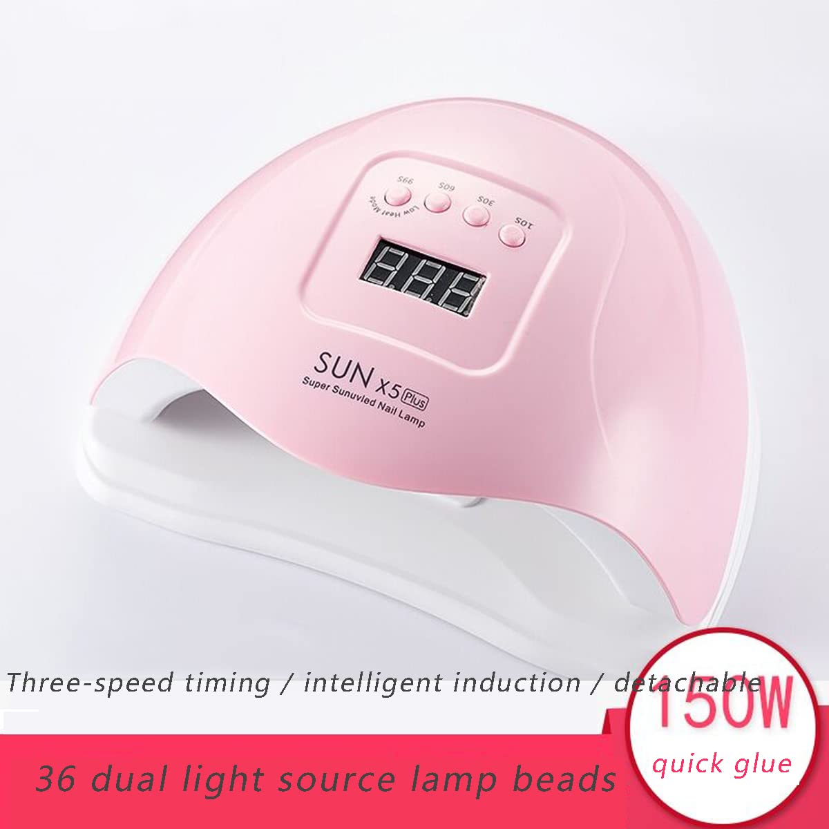 ZDAYOZ Curing Nail Lamp 80w/110w Quick-Drying Manicure Phototherapy Machine UV Gel Nail Lamp (Pink)