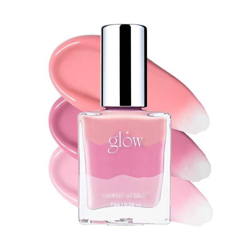 glow liquid blush #purpleflame, lightweight, dewy radiant finish, buildable, long-lasting colour, 3‑layer oil blush, healthy glow for cheeks, 2.7 oz
