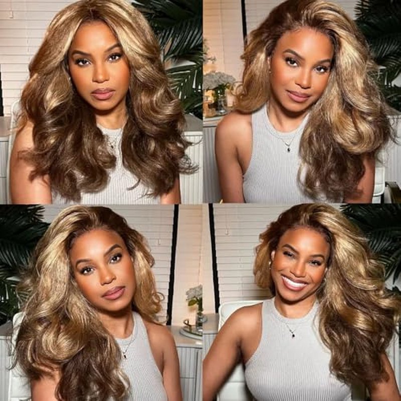 P427 Highlight Blonde Bundles Human Hair Brown Kinky Straight 3 Bundles 26 26 26 Inch Unprocessed Brazilian Virgin Remy Honey Blonde Bundle Human Hair Extensions
