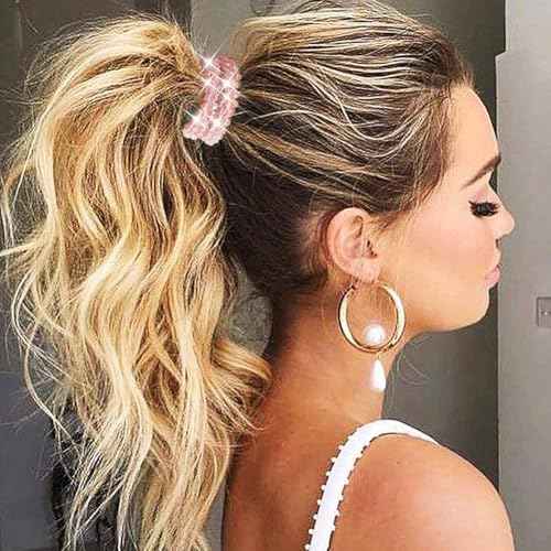 Fashey Rhinestone Hair Tie Fancy Ponytail Holders Sparkly Beaded Scrunchies Hair Accessories for Women (Type B)