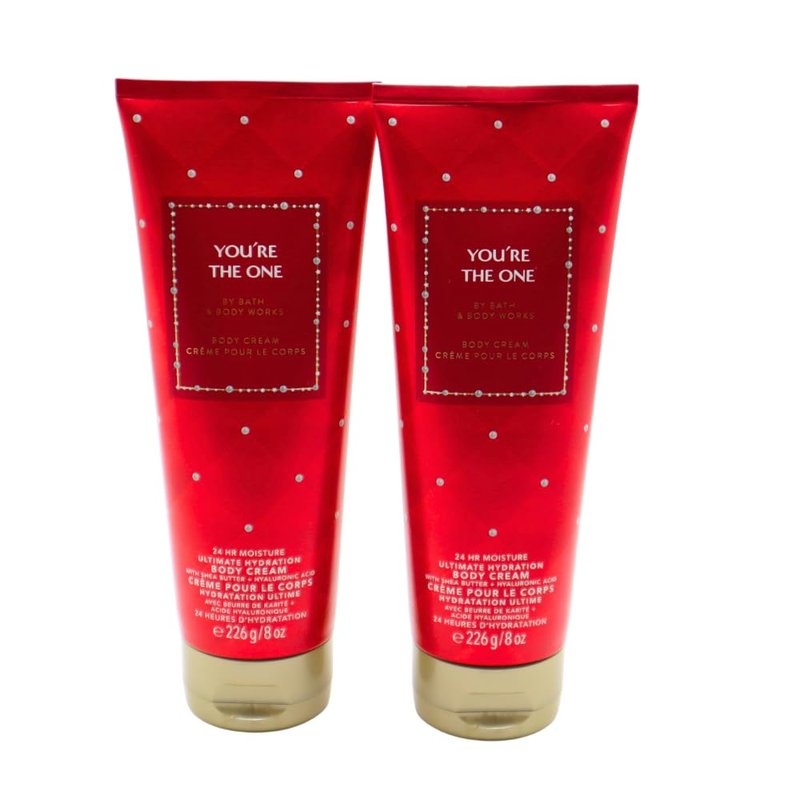 Bath & Body Works YOU’RE THE ONE Ultimate Hydration Body Cream 2-piece Gift Set with a Blue Bow for Holidays – 8 oz