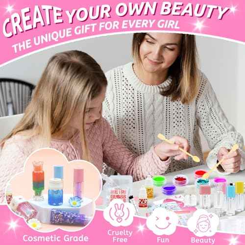 74PCS DIY Lip Gloss Making Kit£¬Make Your Own Lip Glosses Set Moisturizing Lip Glaze Handmade Glittery Set for Makeup Lover Beginner Teen Girl Gifts£¬200ml Lipgloss Base