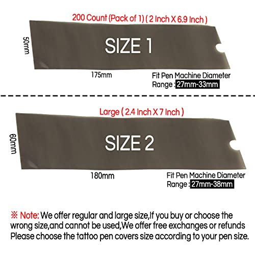 Tattoo Pen Covers - Denergy 200pcs Tattoo Pen Machine Bags Disposable Cartridge Tattoo Machine Sleeves Bags Pen Type Covers Bag Tattoo Grip Sleeve (Large£¨2.4 inch X 7 inch£©)