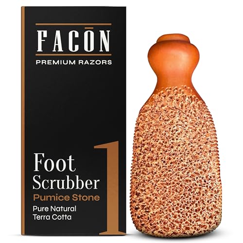 Fac?n Pumice Stone for Feet Callus Remover - Terra-Cotta Foot Scrubber with 2 Sides, 100% Pure Natural Foot Pumice Stone, Pedicure Pumice Stone Scrubber, Foot Exfoliator, Removes Calluses & Dead Skin