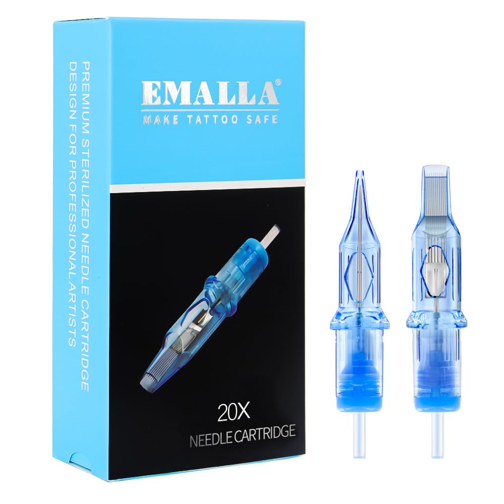 Tattoo Cartridges Needles, 20Pcs Tattoo Needles #06 Bugpin 3 Round Liner with Membrane Disposable Cartridges Tattoo Needles Long Taper for Permanent Makeup Tattoo Supplies (0603RLL)