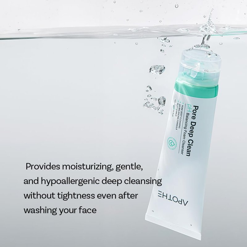 APOTHE Pore Deep Clean pH Balancing Foam Cleanser 4.05 fl oz (120ml) Deep Cleansing, Hydrating & Exfoliating with Olive Oil, Avocado, and Natural Microbubbles korea skincare