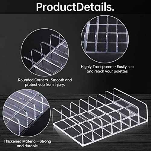 2Pcs Makeup Pallet Organizer,Acrylic Eyeshadow Palette Makeup Organizer,Clear Eyeshadow Palette Cosmetic Organizer,7 Sections Palette Organizer Makeup Holder for Bathroom Countertop Wallets Sunglasses
