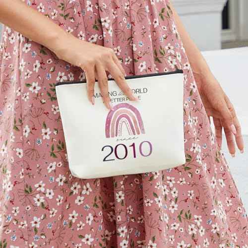 fkovcdy Sweet Gifts for Girls Birthday Decorations Makeup Bag Boho Rainbow Birthday Gifts for Girl Her Daughter Granddaughter Niece Making The World A Better Place 2010